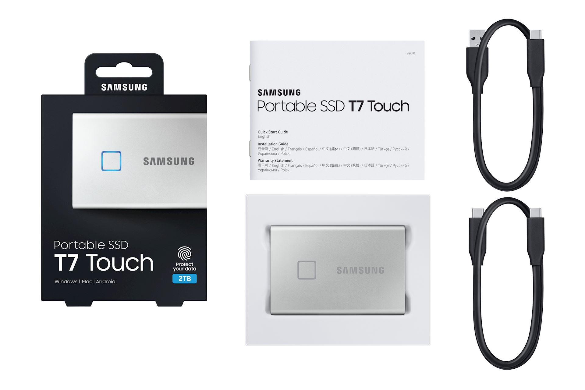 Kan ikke læse eller skrive anklageren Mekanisk Samsung Portable SSD T7 Touch 2TB Silver | TeqFind
